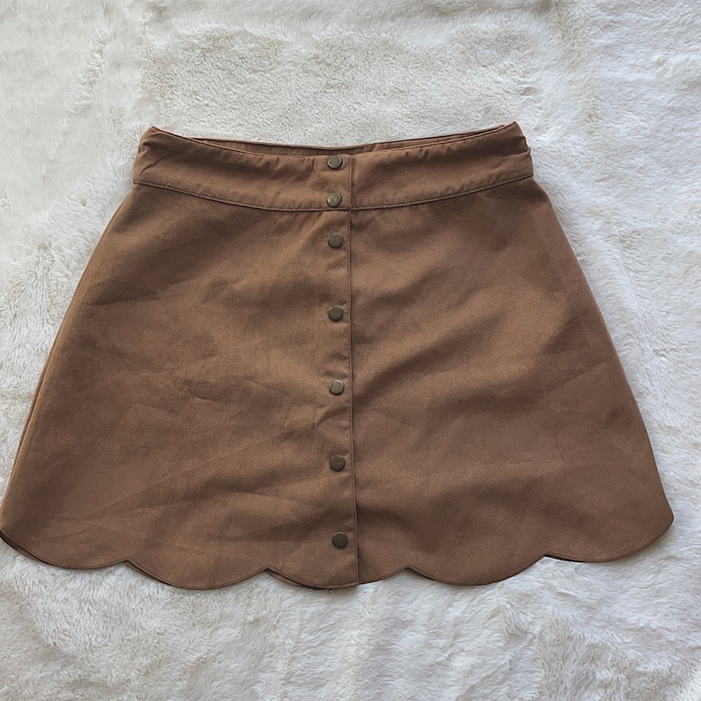 Brown Velvet button up skirt